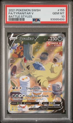 Pokemon PSA 10 Tyranitar V Alternate Alt Art - 155/163 Battle Syles GEM MINT