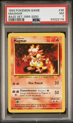 POKEMAN TCG 4th PRINT RUN OF THE BASE SET #36 1999-2000 MAGMAR PSA 7 VINTAGE